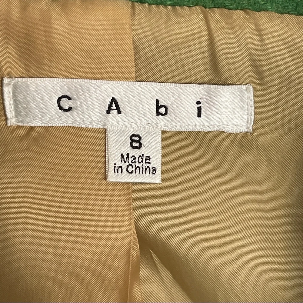 CAbi #659 Green Double- breasted Wool Blend Cropped Peacoat Size 8
